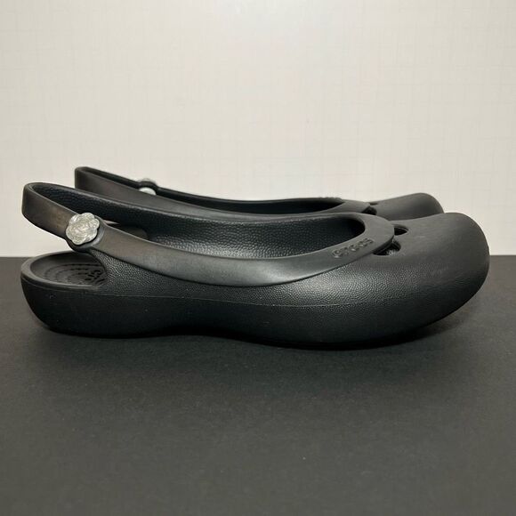 Womens CROCS Black Slip On Ballet Flats / Size 7 - Picture 2 of 9